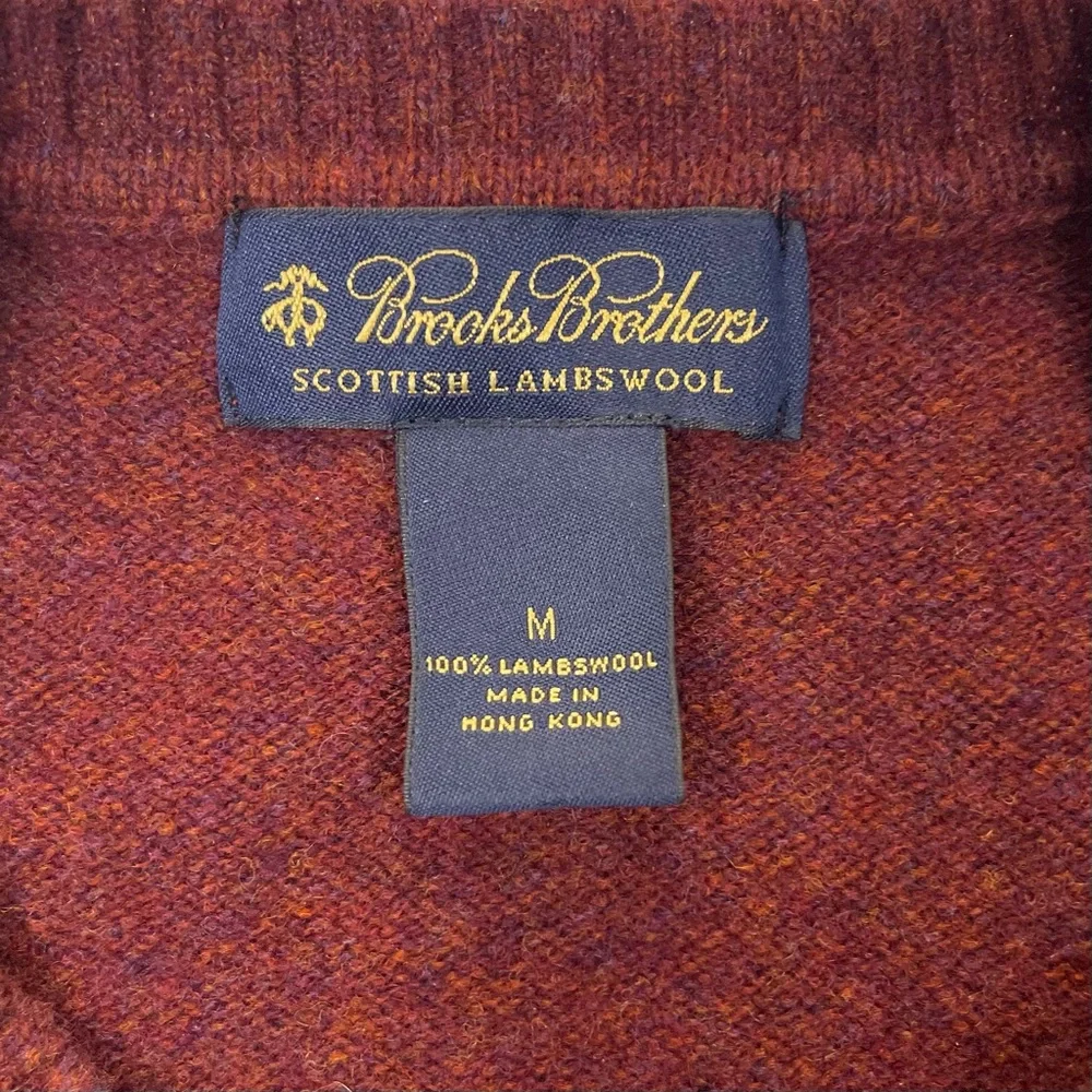 Brooks Brothers Sweater Mens M Red Yellow Check Lambswool Knit Crewneck Classic - Picture 4 of 9